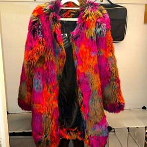 Multi colored Faux Fur coat